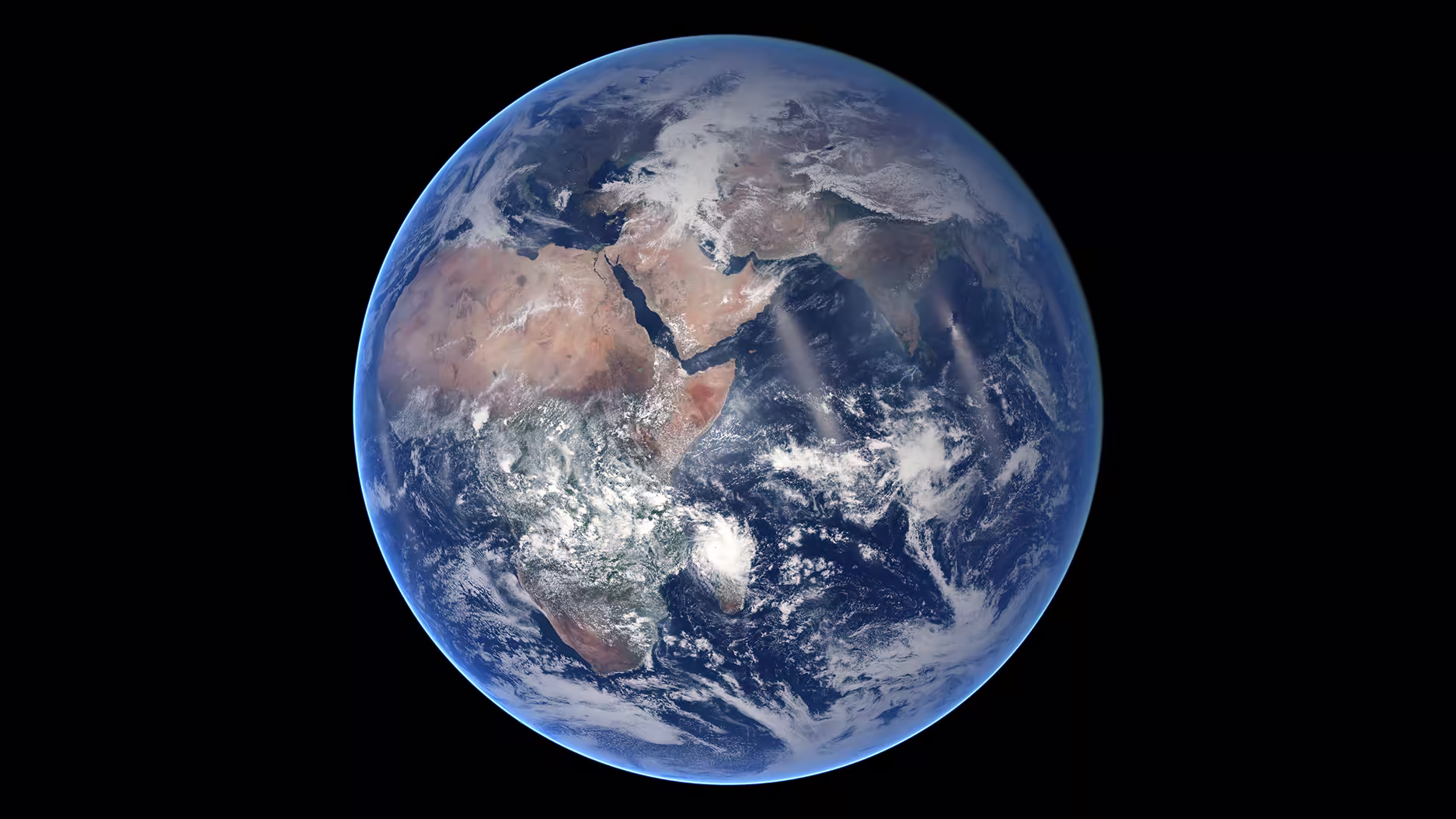 The Earth seen from space against the blackness of space